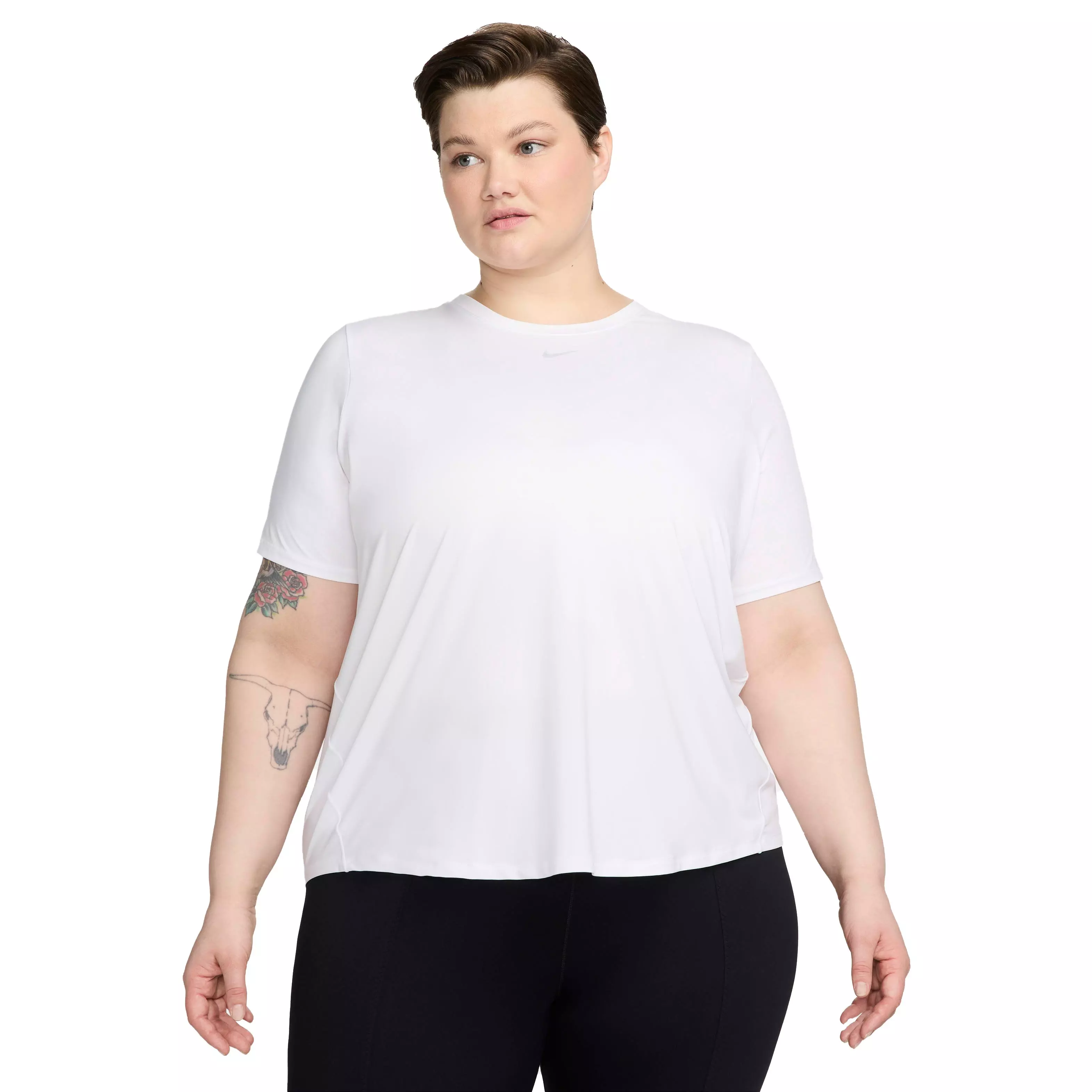 ★★Nike★★ One Classic Dry Fit Short Sleeve Top W White Bl Nike Women's One Classic Short-Sleeve Dri-FIT Top - White